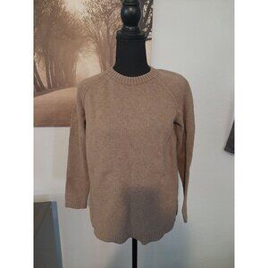 Jeanne Pierre Light Brown Long Sleeve Tight Knit Sweater 100% Cotton Size S Chic